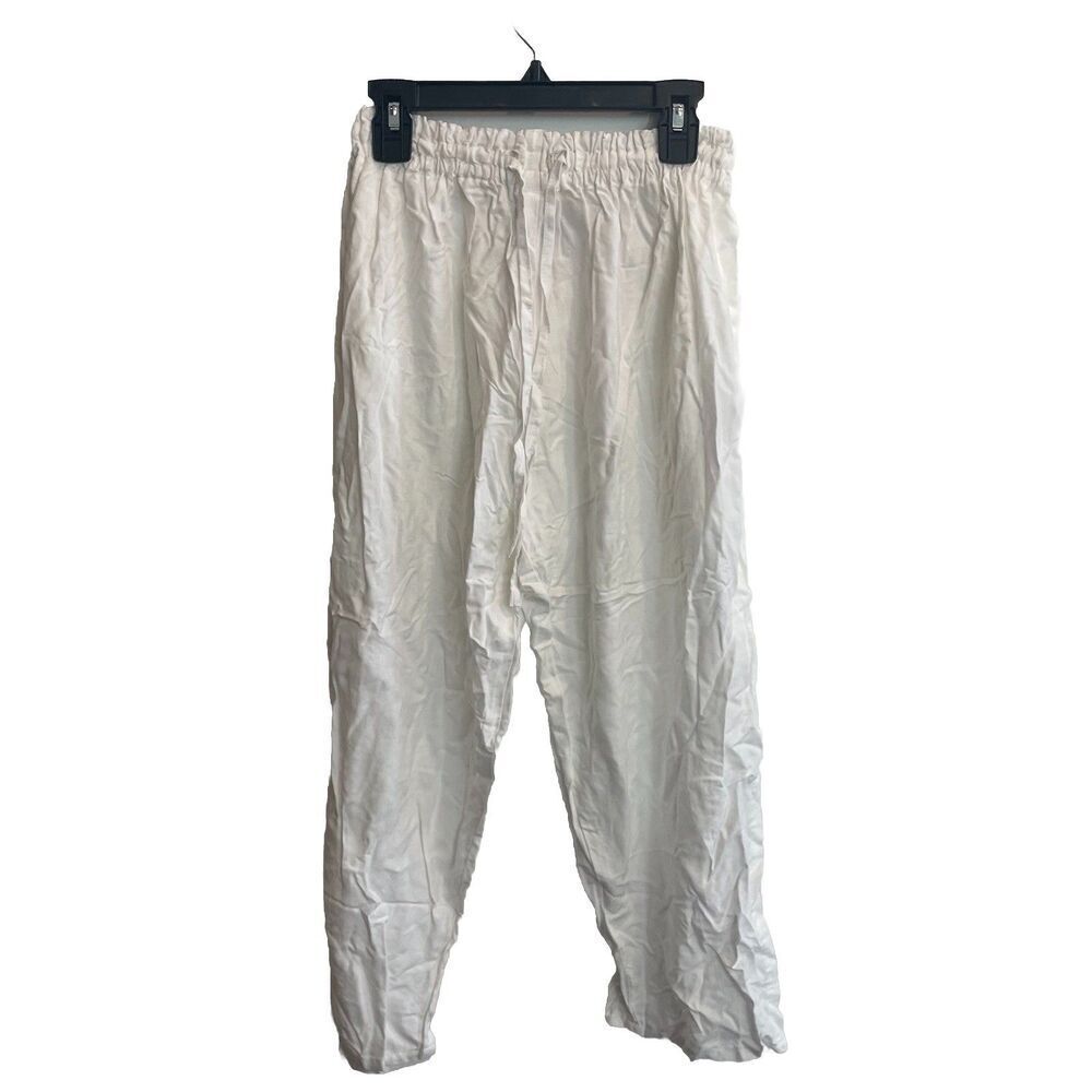 Tybee Island White Drawstring Women’s Pants Sz S Elastic Waist Lightweight Beach